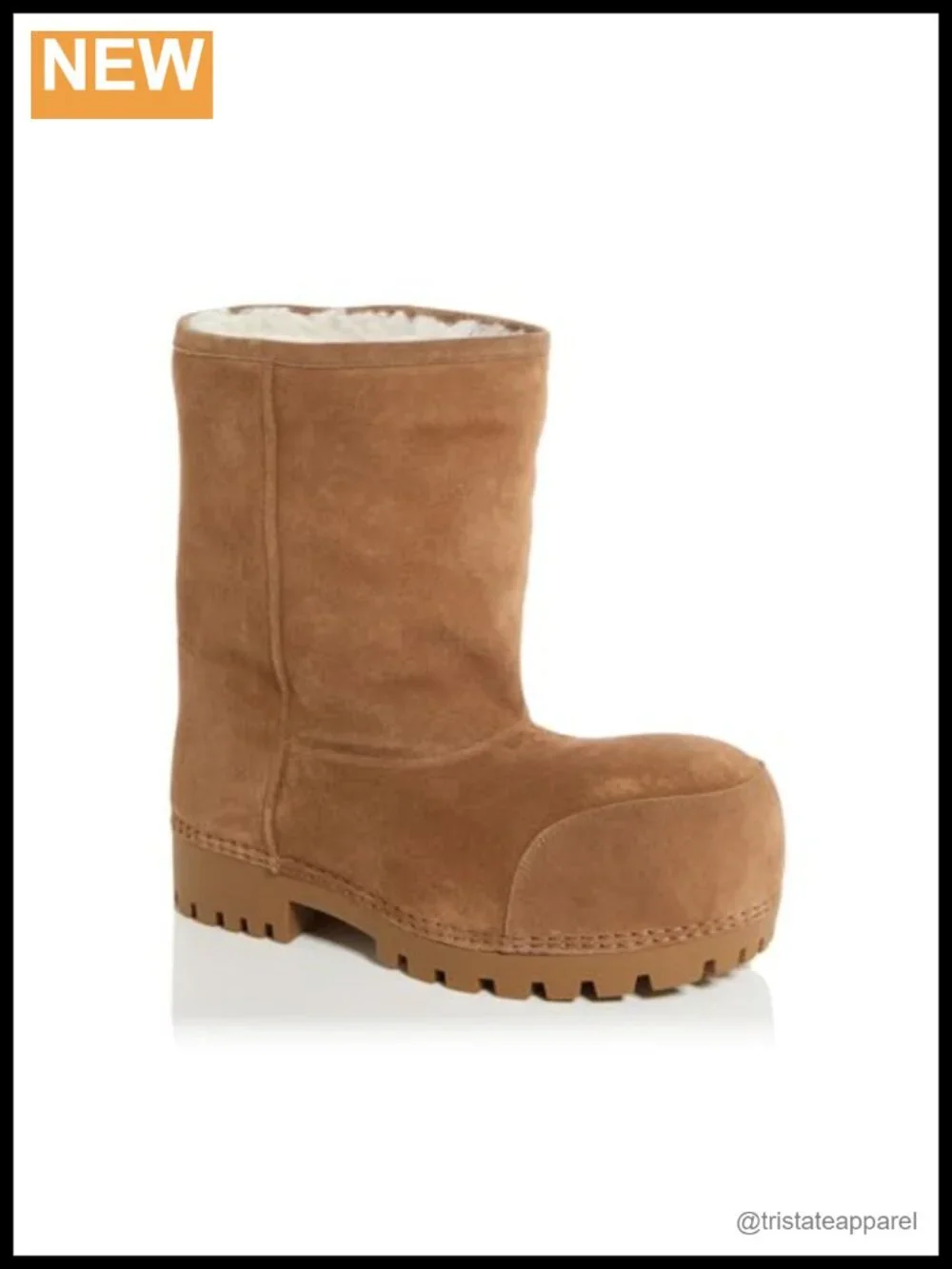 Suede Platform Snow Boots for Women Round Toe Chunky Heel Mid Calf Fur Lined
